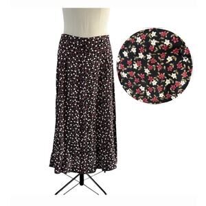 Vtg Y2K Button Down Dark Floral Maxi Skirt Sz S Whimsygoth Witchy Cottagecore
